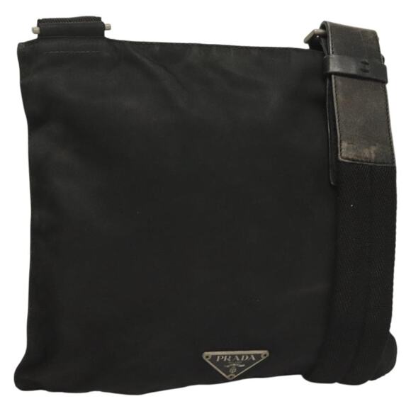 PRADA Shoulder Bag Nylon Black Silver - Picture 1 of 12